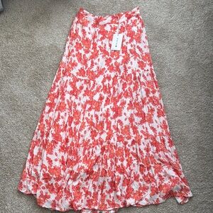 Floral Red and White Women's Skirt